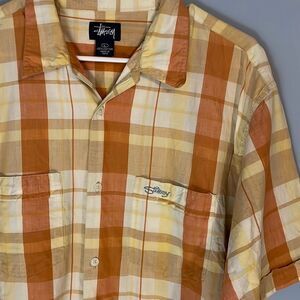 Stussy Men’s Lg Button up Plaid Cotton Shirt